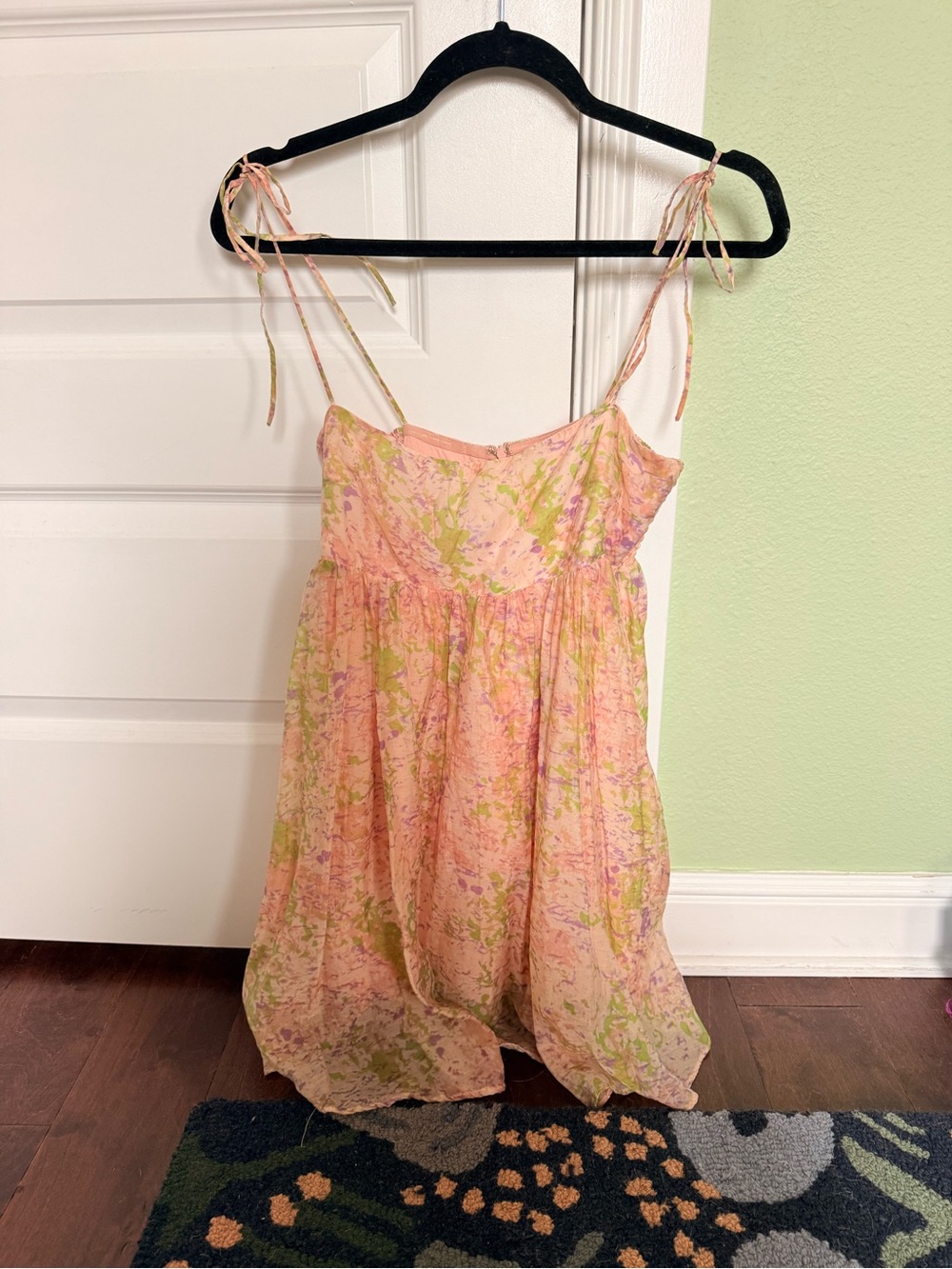 Astr Peach and Lavender Floral Tie-Strap Dress